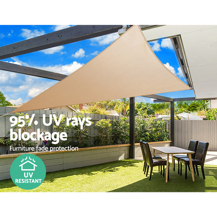 Instahut Waterproof Shade Sail 5x5x5m Triangle Sand 95% Shade Cloth