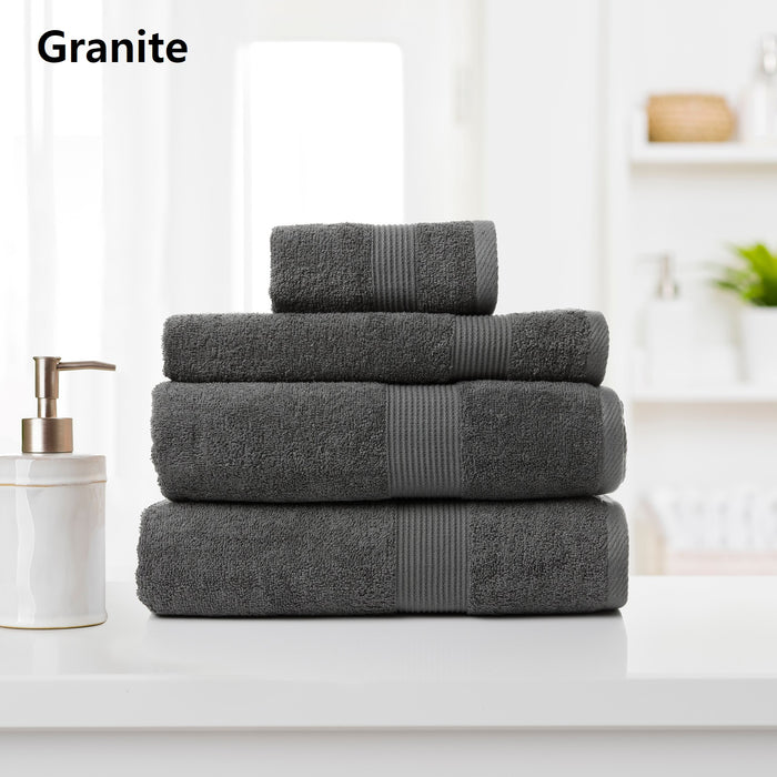 Royal Comfort 4 Piece Cotton Bamboo Towel Set 450GSM Luxurious Absorbent Plush - Granite