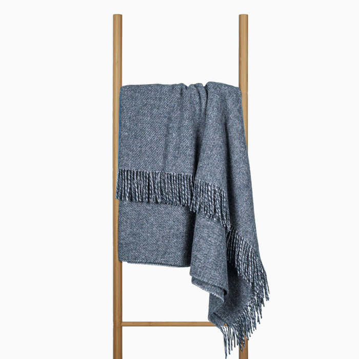 Cambridge Throw - 100% NZ Wool Blanket Skillfully Woven in Europe Skin-safe  -  Navy