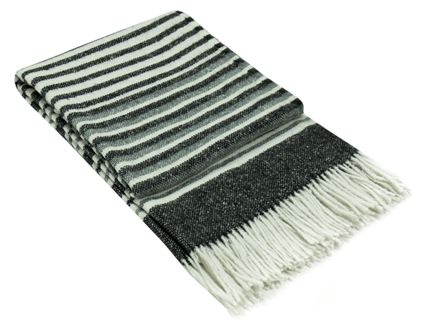 Richmond Throw - Reclaimed Wool Blend Blanket Skillfully Woven in Europe Skin-safe  - Monochrome