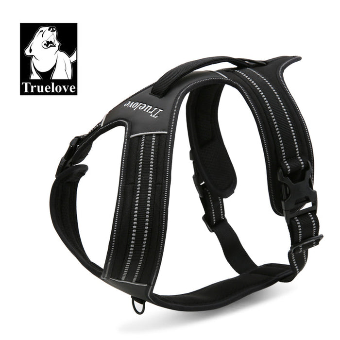 Truelove No-Pull Dog Sleek Sports  Puppy Reflective Heavy Duty Harness Black L