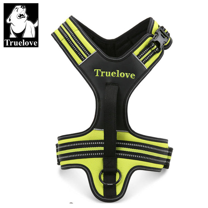 Truelove No-Pull Dog Sleek Sports  Puppy Reflective Heavy Duty Harness Neon Yellow L