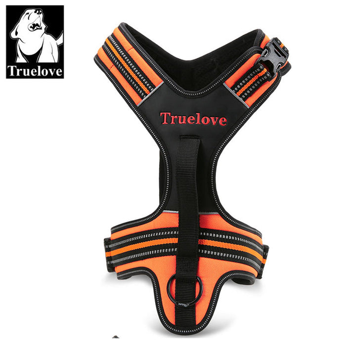 Truelove No-Pull Dog Sleek Sports  Puppy Reflective Heavy Duty Harness Orange L
