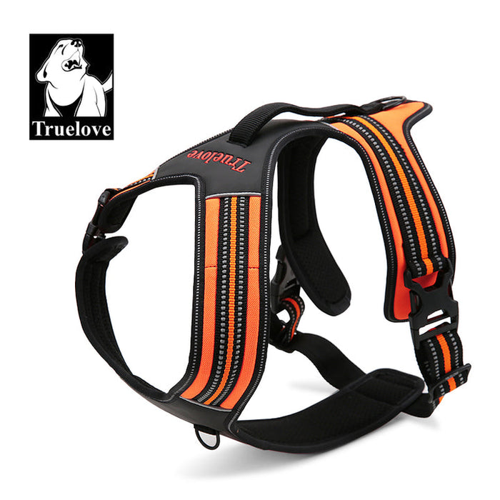 Truelove No-Pull Dog Sleek Sports  Puppy Reflective Heavy Duty Harness Orange L