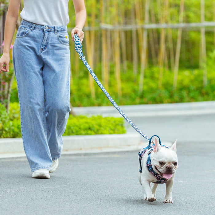 Truelove Dog Doggie Easily Hook Floral Multi Handle Saxony Blue - S