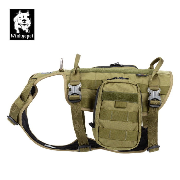 Truelove Dog Adjustable Buckles Side Pocket Waterproof Whinhyepet Military Harness Army Green L