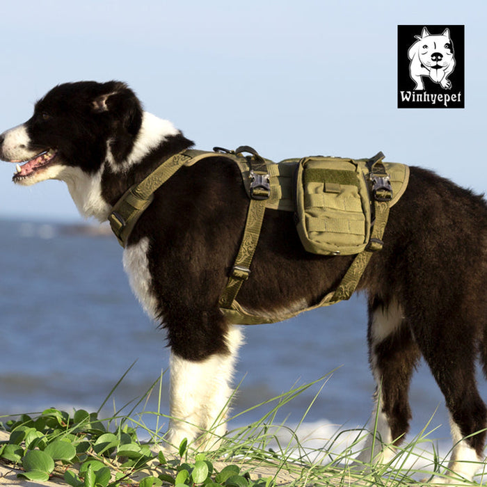 Truelove Dog Adjustable Buckles Side Pocket Waterproof Whinhyepet Military Harness Army Green M