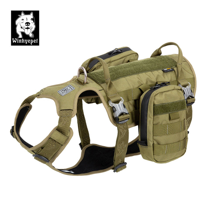 Truelove Dog Adjustable Buckles Side Pocket Waterproof Whinhyepet Military Harness Army Green M