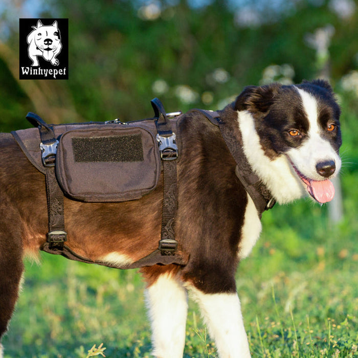 Truelove Dog Adjustable Buckles Side Pocket Waterproof Whinhyepet Military Harness Black XL