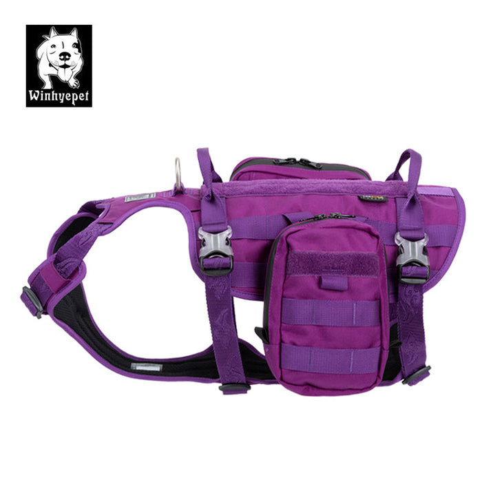 Truelove Dog Adjustable Buckles Side Pocket Waterproof Whinhyepet Military Harness Purple L