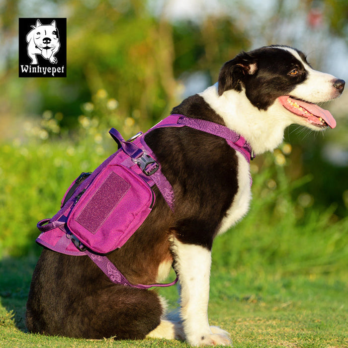 Truelove Dog Adjustable Buckles Side Pocket Waterproof Whinhyepet Military Harness Purple L