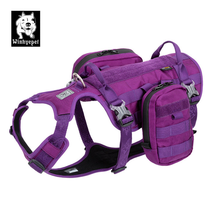 Truelove Dog Adjustable Buckles Side Pocket Waterproof Whinhyepet Military Harness Purple L
