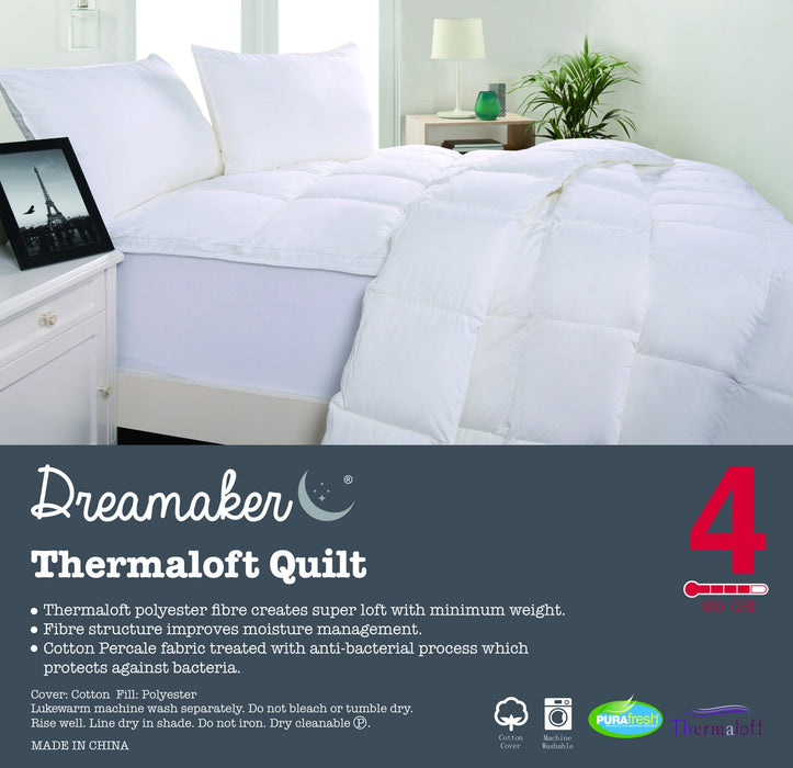 Dreamaker Thermaloft Quilt 400Gsm Machine WashableKing Bed