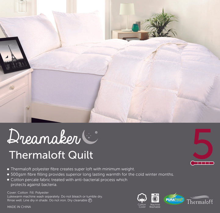 Dreamaker Thermaloft Quilt 500Gsm Machine Washable Queen Bed