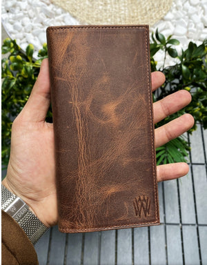 Leather Phone Wallet First-class100% Durable Leather Reliability Large Capacity- Brown