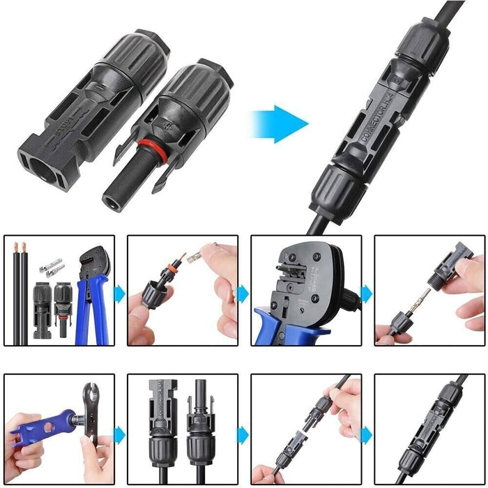 10 Pairs Solar Panel Connectors 30A Line Plug Socket Male & Female IP67 PV Cable