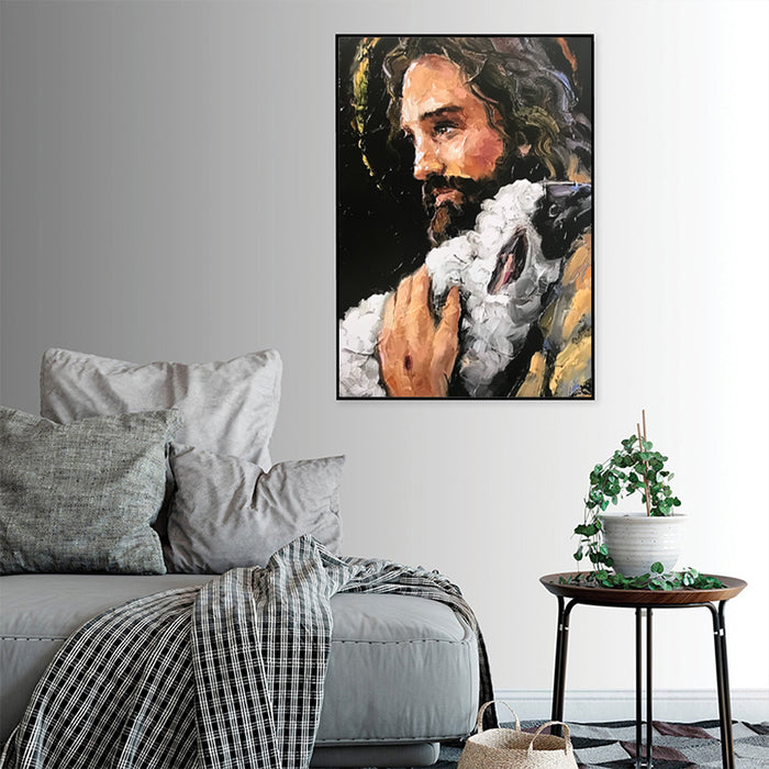 Wall Art 80cmx120cm Back In His Arms Black Frame Canvas