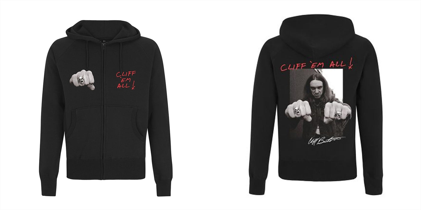 Metallica - Cliff Burton Fist: Sweatshirt: L Hoodie Cliff Burton Fists Cliff em All Official Mens Black Zipped