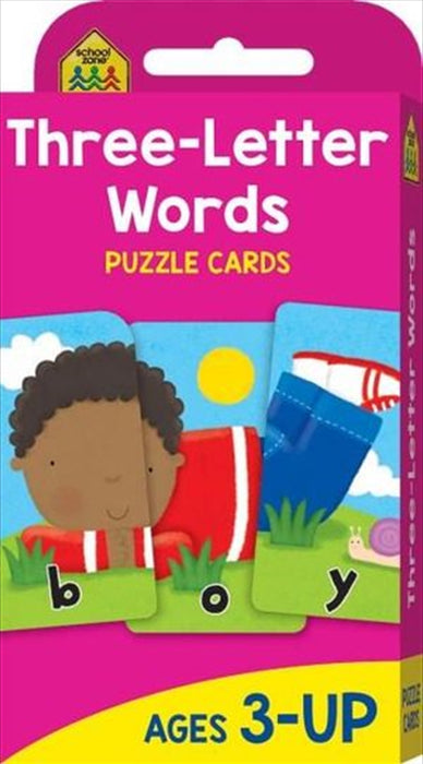 School Zone Three-letter Words : School Zone Puzzle Cards Flash Cards - Ages 3+, Preschool to Kind