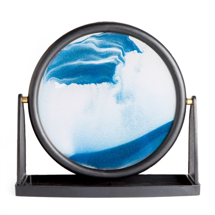 Round Blue Sand Art Moving Sand Art Picture  3D Deep Sea Sandscape