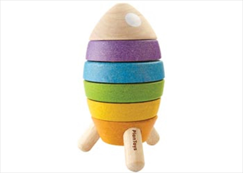 PlanToys - Stacking Rocket Tower Toddler Toy With Shapes Within Each Layer