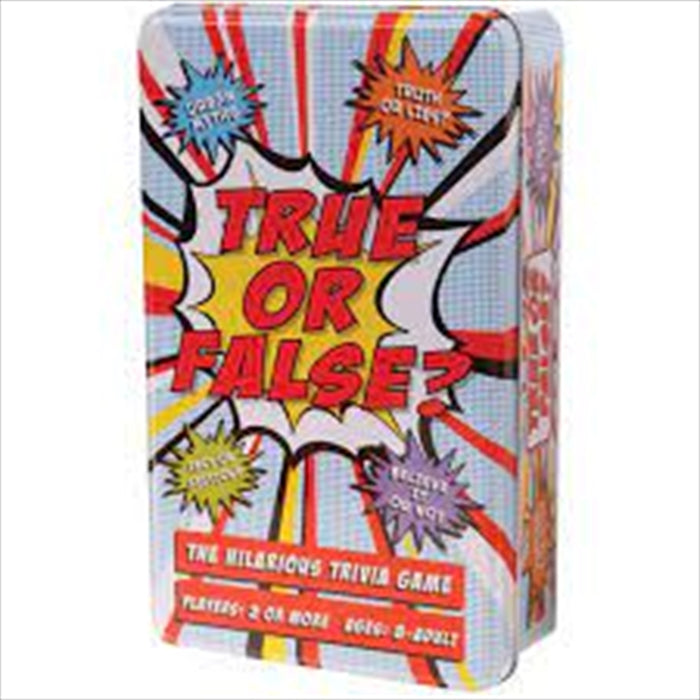 True Or False Tin  Card Game  Hilarious Trivia Game In A Cool Metal Tin