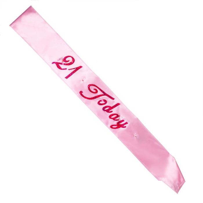 Pink 21 Flashing Sash Hanging Banner Party Decorations