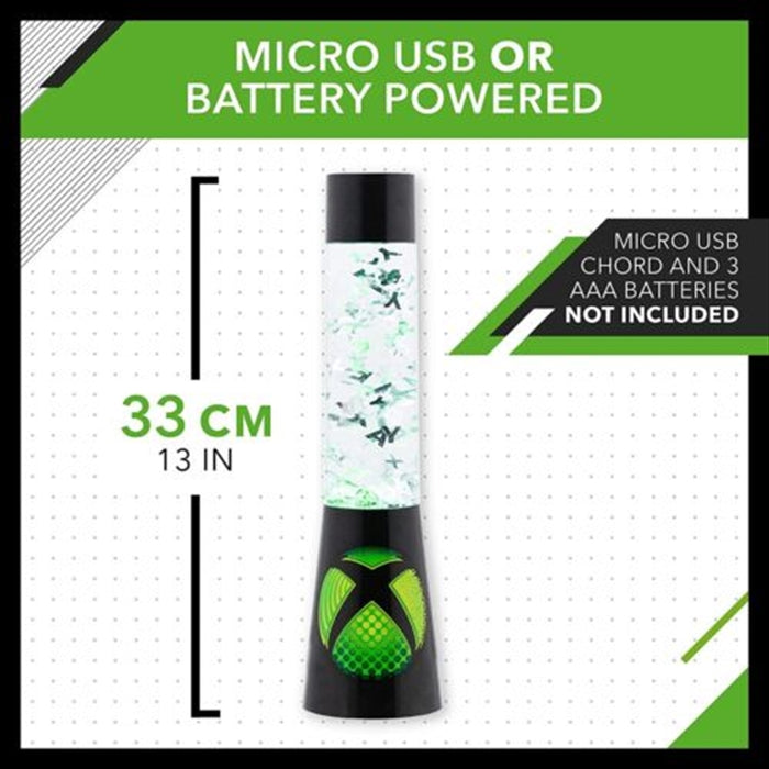 Xbox - Plastic Flow Lamp 33cm Official XBox Icon Flow Lamp Themed Sensory Light Glitter Lamp