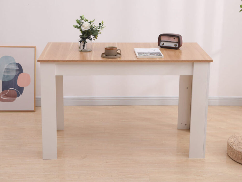 Dining Table Rectangular Wooden 120M-Wood & Amp White