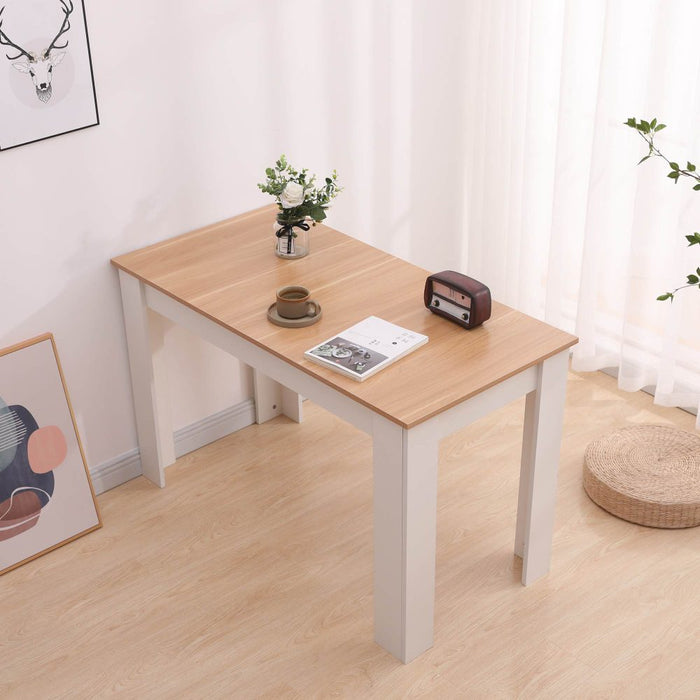 Dining Table Rectangular Wooden 120M-Wood & Amp White