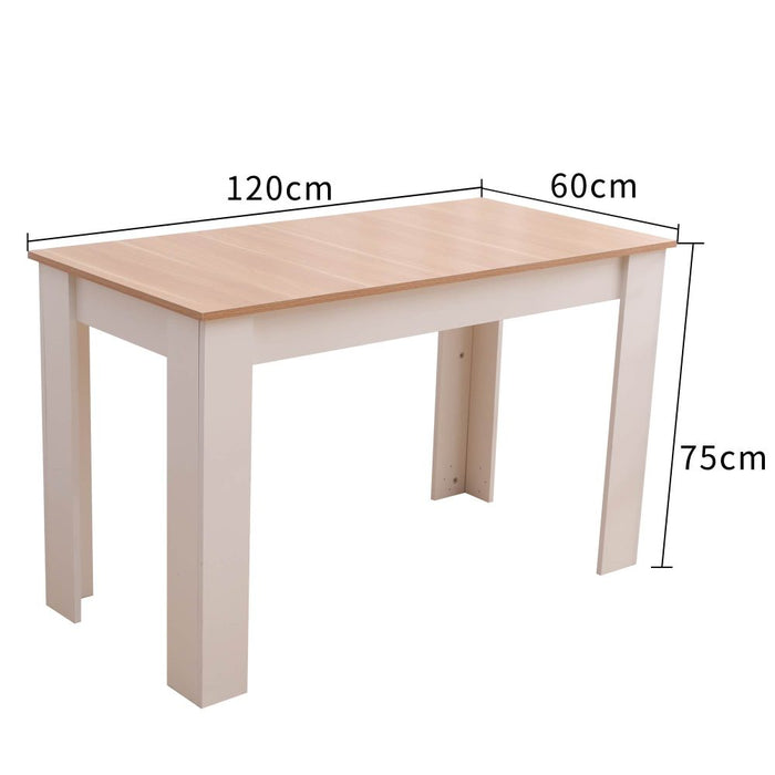 Dining Table Rectangular Wooden 120M-Wood & Amp White