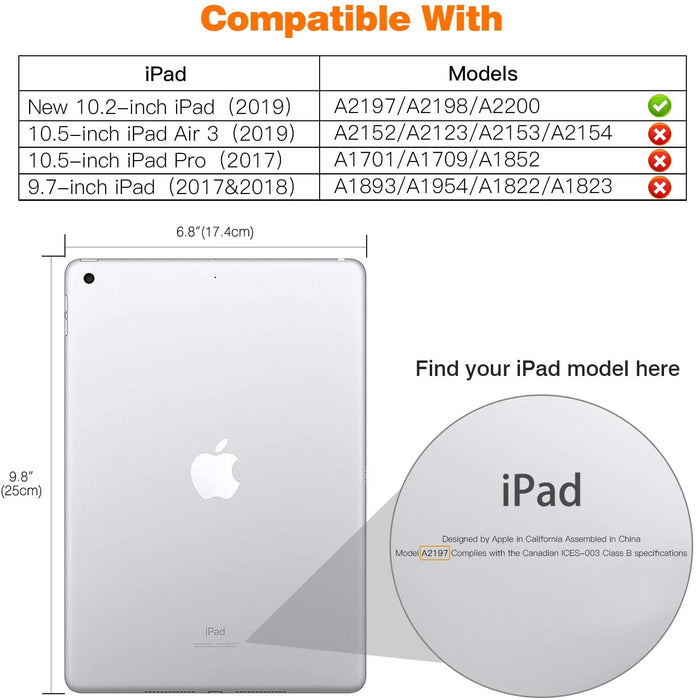IPad 10.2 2019 7th Pencil Holder Slim Smart TPU Soft Case Orange