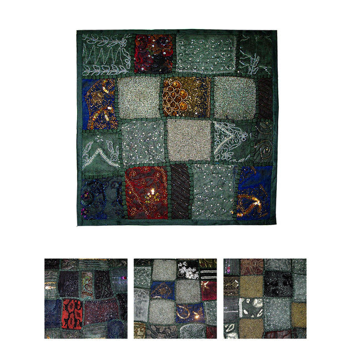 Hand Crafted Beaded Cushion Cover Forest 45 x 45 cm Polyester Blend