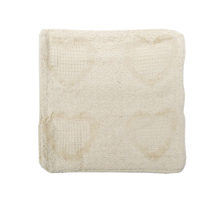 Cotton Knitted Cushion Cover Heart Natural 43 x 43 cm 100% Cotton Hearts & Herringbone Patterns