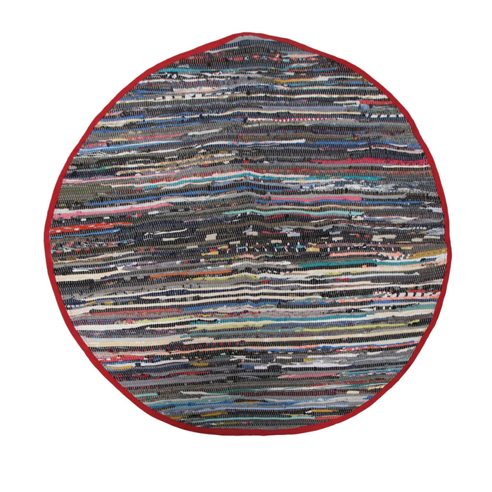Cotton Chindi Round Mat Red Woven 120 cm Diameter 100% Cotton