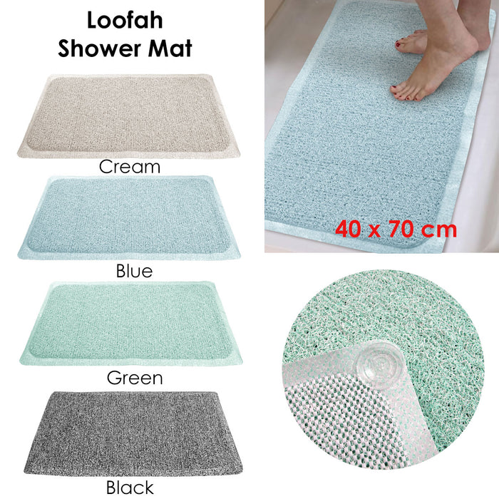 Loofah Shower Tub Shower Bathroom Mat Green 40 cm x 70 cm Woven Design Fast Drying