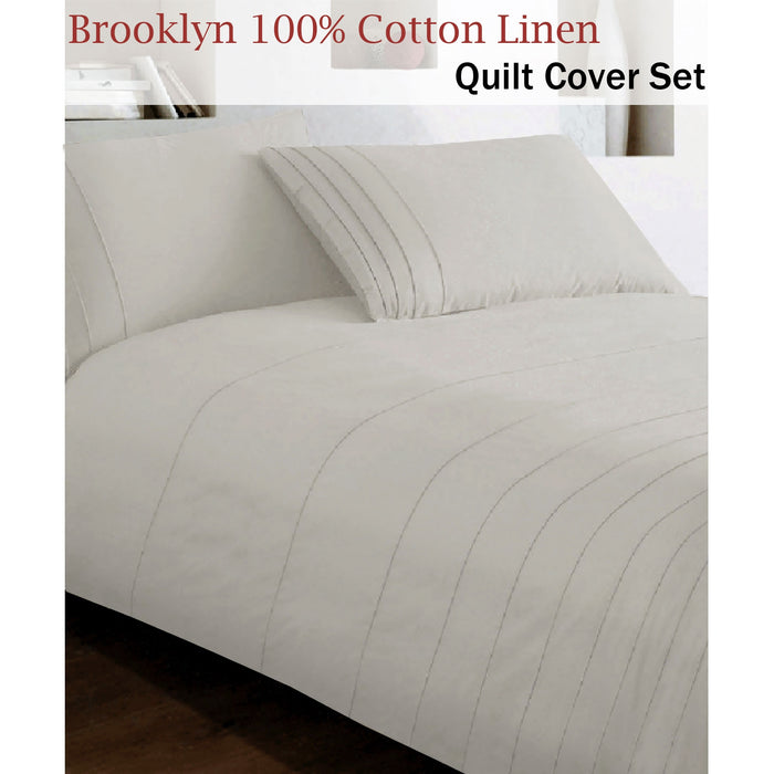 Brooklyn Linen Quilt Cover Set 250 Thread Count 100% Cotton  210 x 210 cm Queen