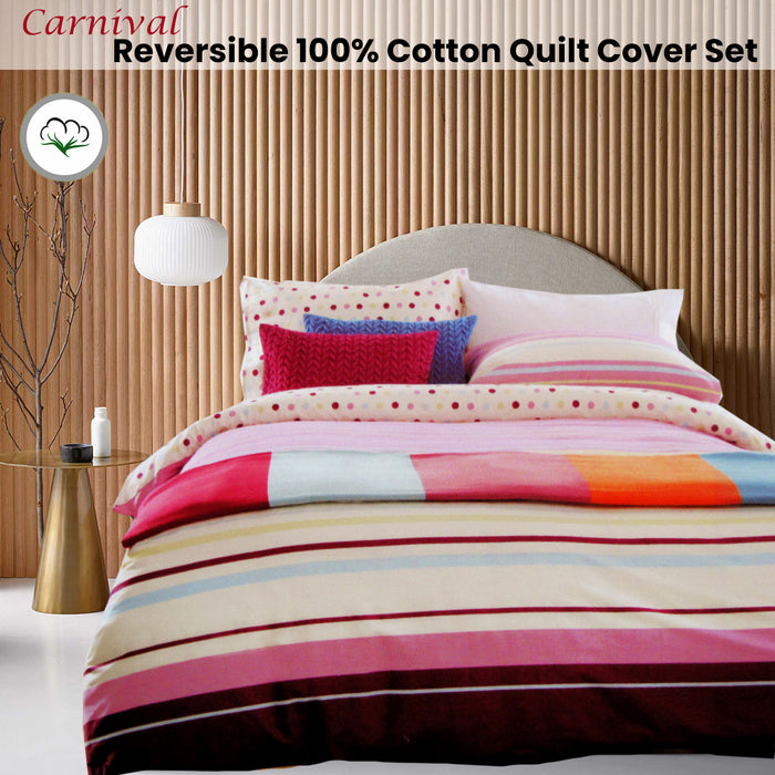 Atmosphere Carnival Reversible Quilt Cover Set 100% Cotton 240 x 210 cm King