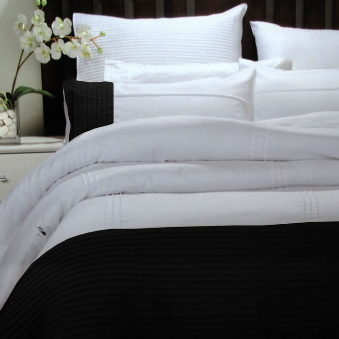 Pintuck Black Quilt Cover Set Single Comforter Pillowcase Bedding Set