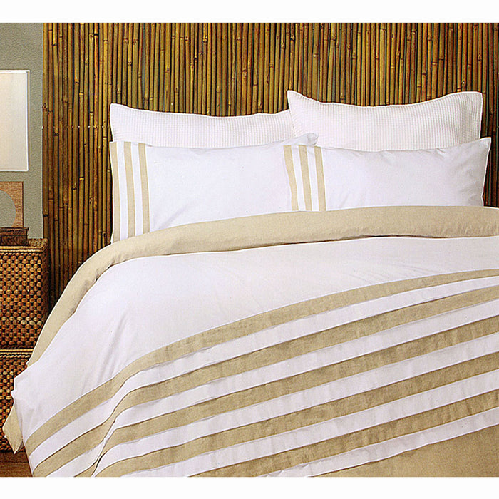 Turin White Linen Quilt Cover Set KING  240 x 210 cm Machine Washable
