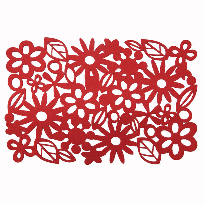 Choice Set of 4 Felt Rectangular Table Placemats Non-Slip Heat Resistant Cup Mats Pads Red