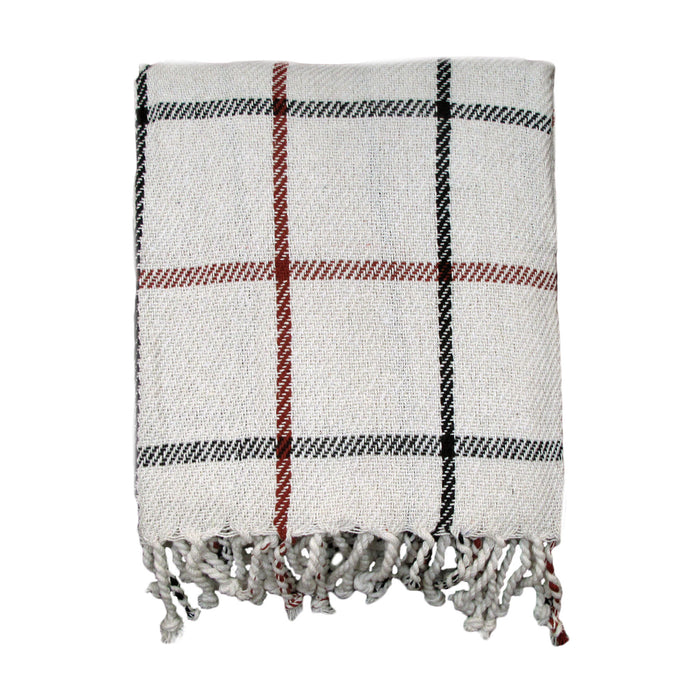 Cotton Fringe Throw 100% Cotton Machine Washable Checkered 127 x 154 + 7cm