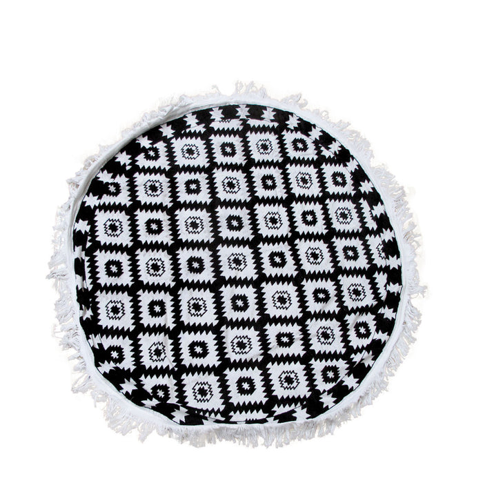Aztec 100% Cotton Round Beach Towel 150cm Diameter + 5cm Fringe 100% Cotton Machine Washable