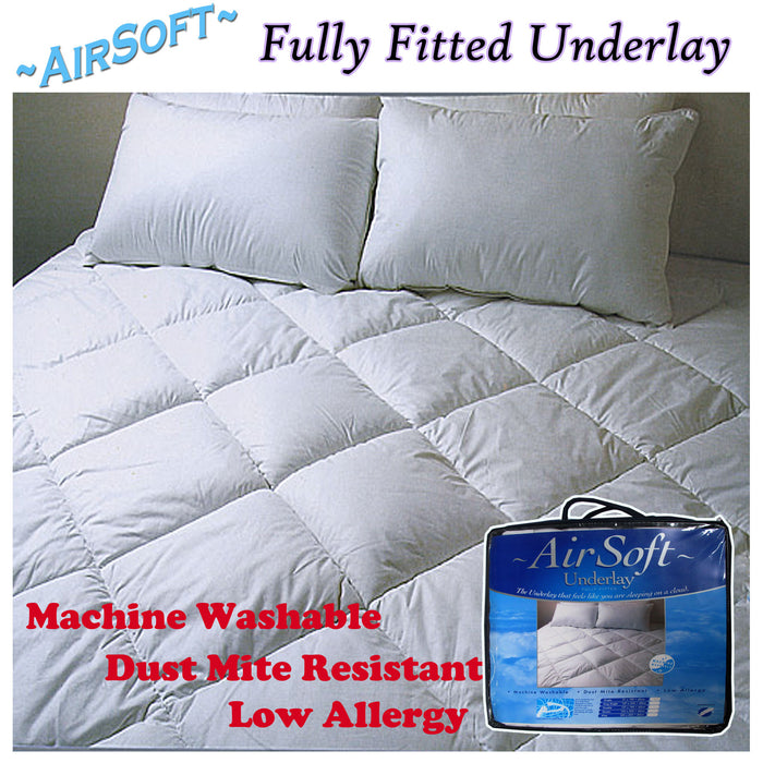 Air Soft Fully Fitted Underlay Cotton KING SINGLE 107 x 203 + 40 cm