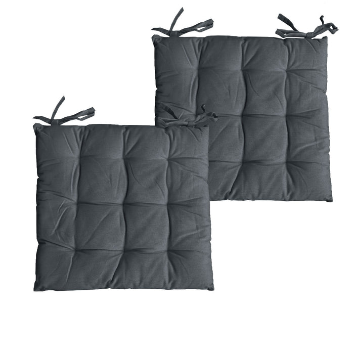 Set of 2 Colter Cotton Chair Pads Seat Cushion 40 x 40 cm 100% Cotton Granite