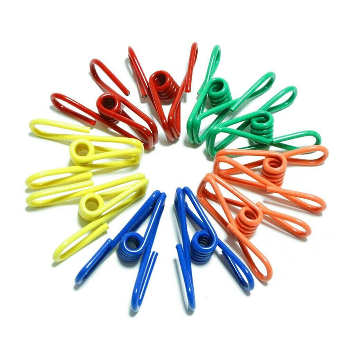 10Pc Steel Clips Multi-Use Spring Clamps Clothes Peg Hanging Note Book Laundry