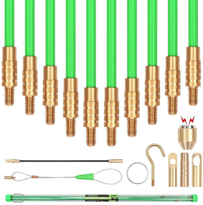 15m Fibreglass Push Pull Rods Cable Cavity Electrician Contractor Wire Running