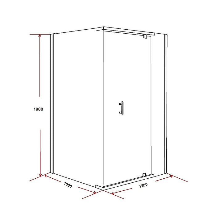 Shower Screen 1200x1000x1900mm Framed Safety Glass Pivot Door By Della FrancescaHigh Quality