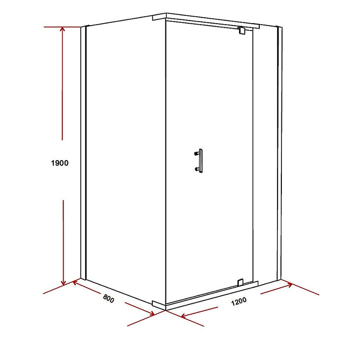 Shower Screen 1200x800x1900mm Framed Safety Glass Pivot Door By Della FrancescaHigh Quality