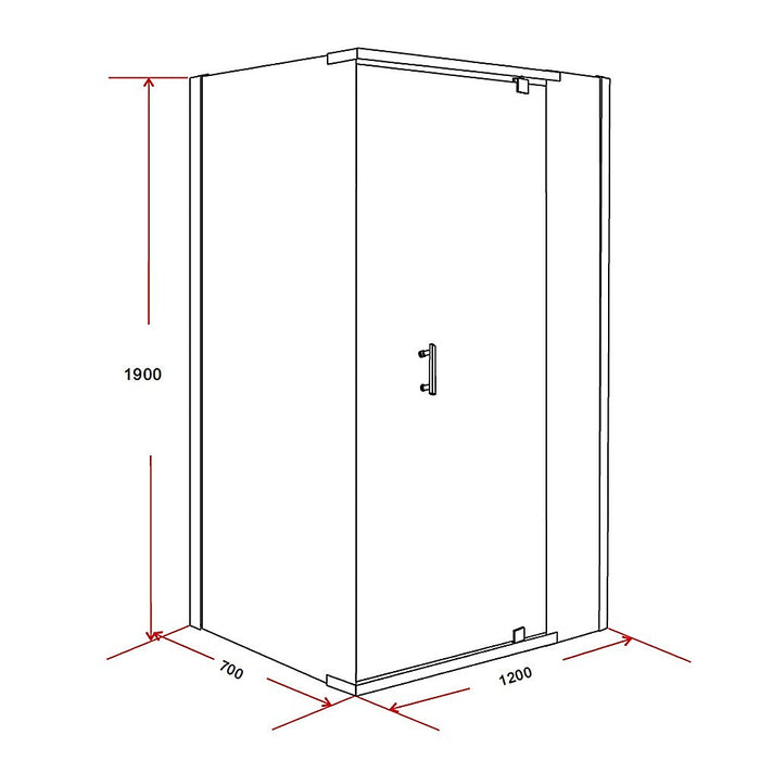 Shower Screen 1200x700x1900mm Framed Safety Glass Pivot Door By Della FrancescaHigh Quality